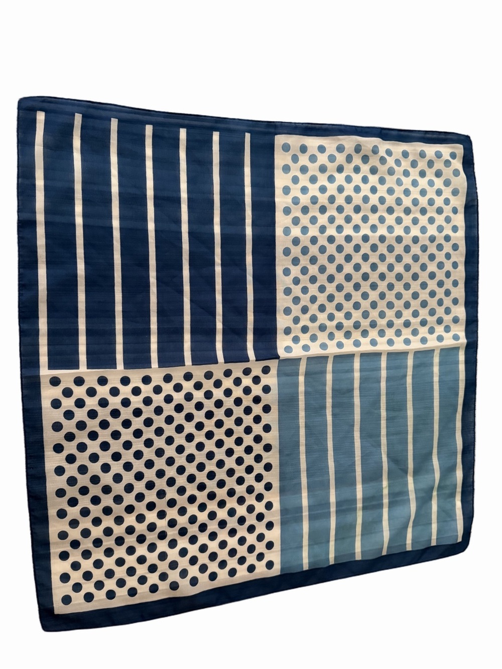 Vintage Blue Geometric Mixed Pattern Pocket Square/Neckerchief/Bandana/Scarf